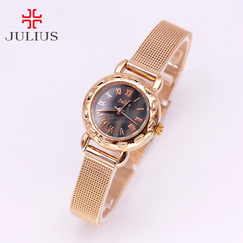 Small Mother-of-pearl Julius Lady Women\'s Watch Japan Quartz Hours Retro Clock Fashion Cute Heart Girl\'s Birthday Gift No Box