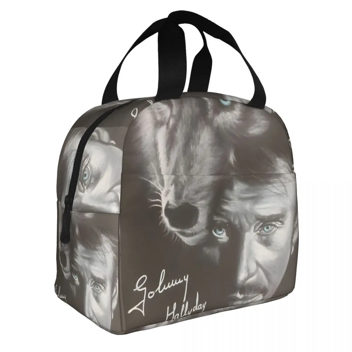 For Outdoor Johnny Hallyday Handsome Zipper Closure Unique Johnny Hallyday Lunch Boxes Teen Girl Boy Men Women Lunch Box Bag