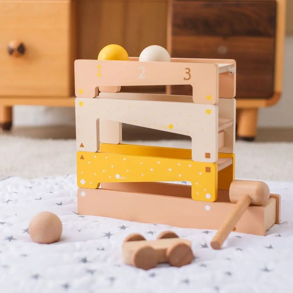 

Montessori Stacking Building Blocks Interactive Toys Puzzle Track Knocking Ball Toy Board Games Early Education