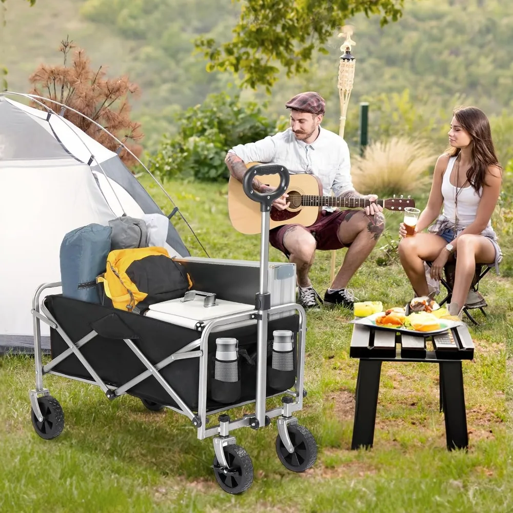 Vagón de playa plegable con ruedas grandes para ARENA, carrito de comestibles, ruedas todoterreno, jardín, compras