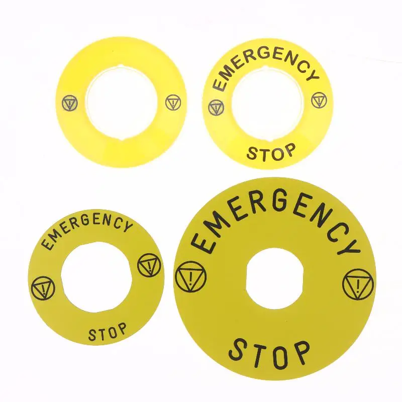 Emergency Stop Warning Stickers With Durable Waterproof High Visibility Yellow Finish Perfect For Industrial Machinery Workshops