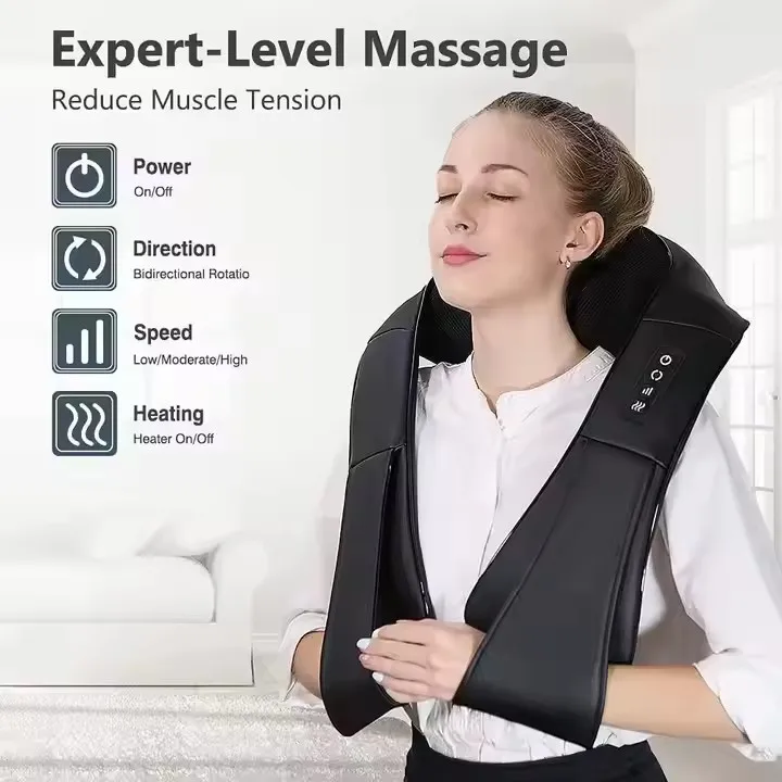 Hot Sale Kneading Thermal Massage Belt Electric Full Body Heated Deep Tissue 3D Kneading Massage Pillow for Neck Shoulder