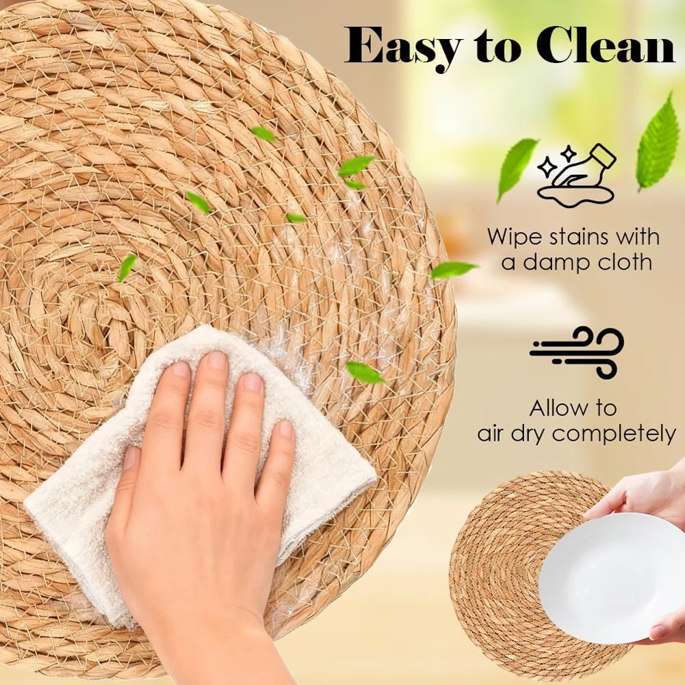 2/5 個ポットマット手織り籐プレースマットラウンド断熱マッ - Home Decor Rattan のレビューと価格