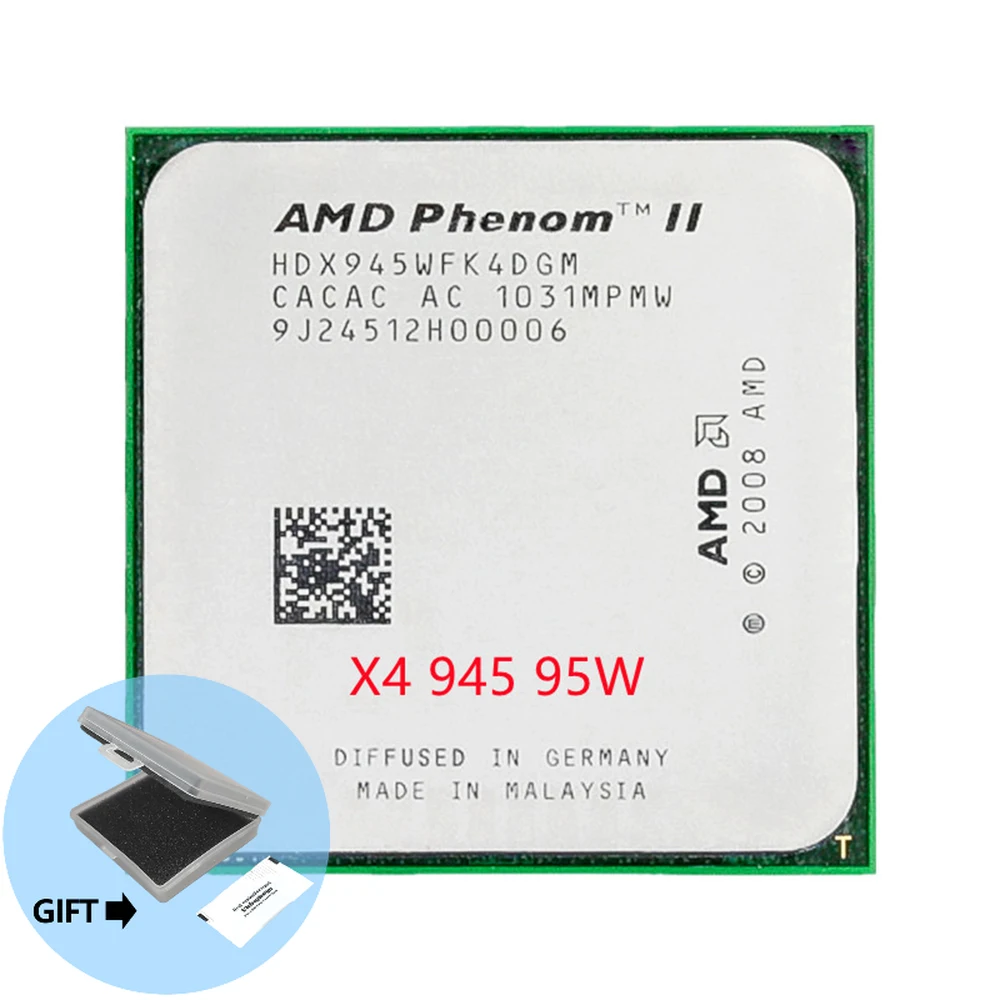 

AMD Phenom II X4 945 95W 3.0GHz Quad-Core CPU Processor HDX945WFK4DGM /HDX945WFK4DGI Socket AM3