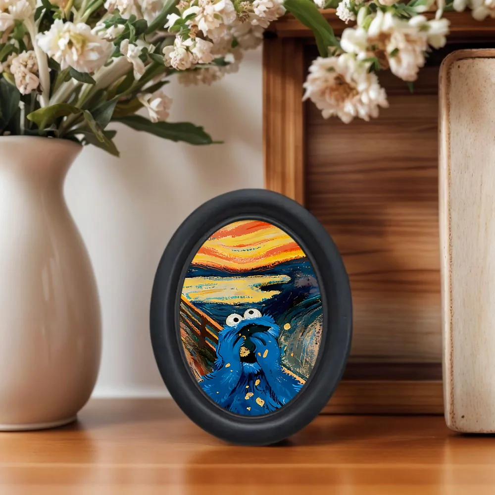 1 Piece Abstract Screaming Oval Wooden Picture Frame - 10.57X 13.34cm Handmade Wall Art, Decorative Design, Suitable for Home and Office Decor, Halloween and Holiday Decorations, Best Choice for Christmas, Perfect Room Decoration