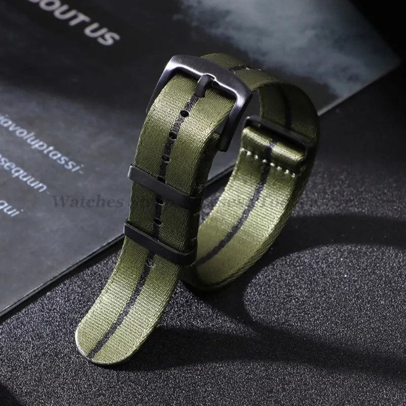 Nylon Watch Strap 20mm 22mm Premium Soft Watch Band Men Women Universal Sports For Omega 007 Replacement Black Ring Buckle Bands - Image 2