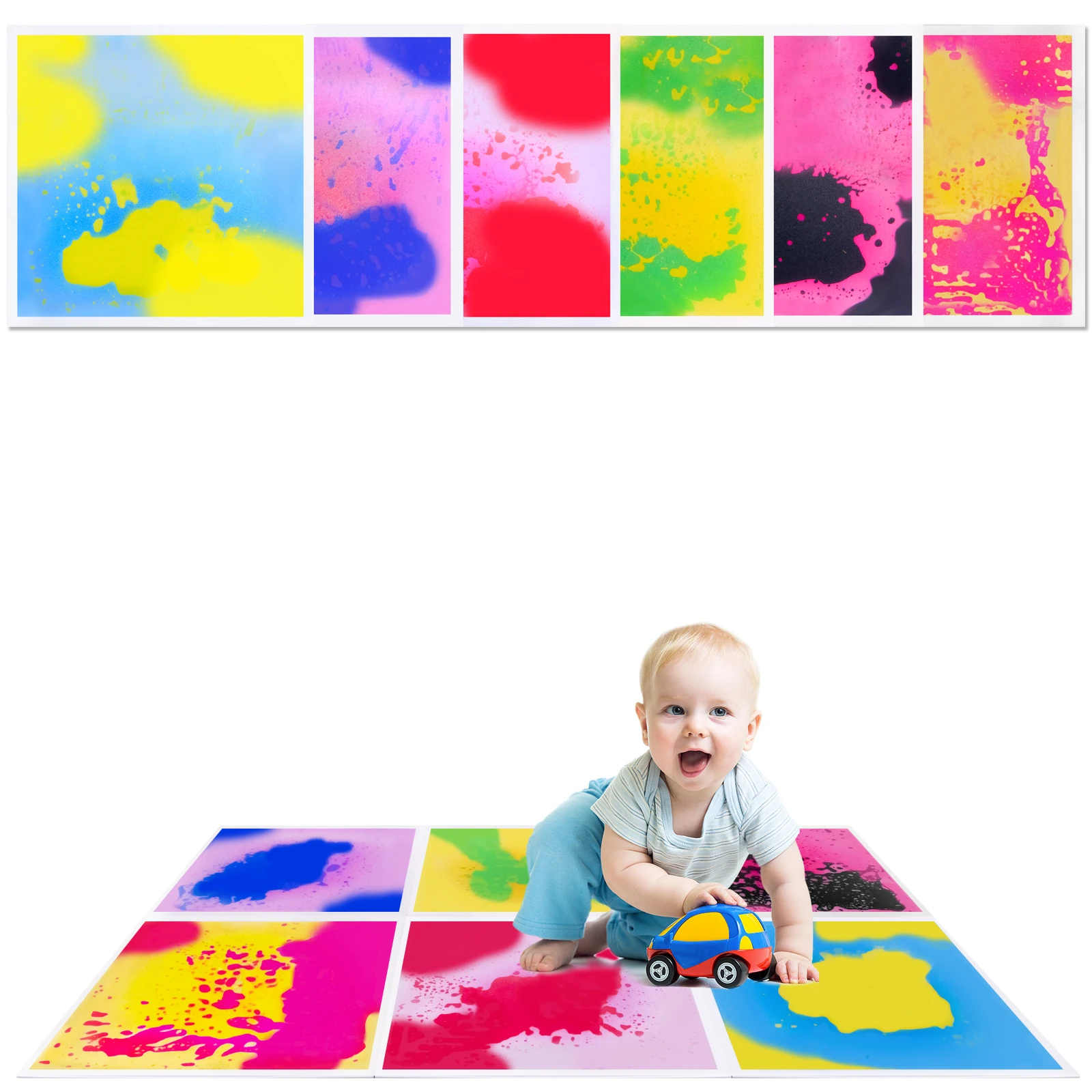 6 قطعة بلاط الأرضيات الحسية للأطفال بلاط حسي مربع للمياه لخطوات مستقرة للأطفال مناطق الحركة الحصير الحسي الناعم