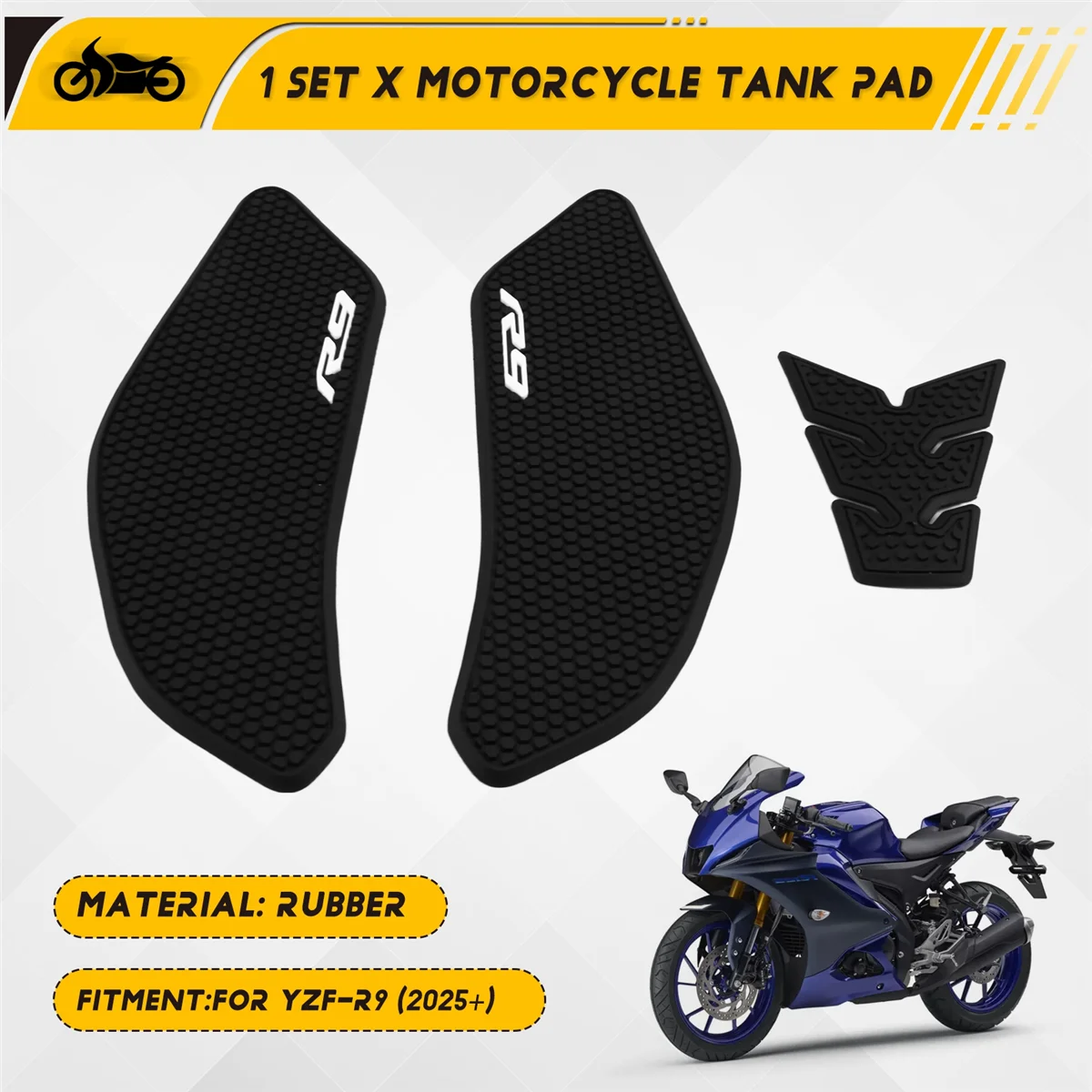 

Motorcycle Tank Protector Anti-Slip Stickers Decal Knee Grip Tank Pad for Yamaha YZF R9 YZF-R9 2025-