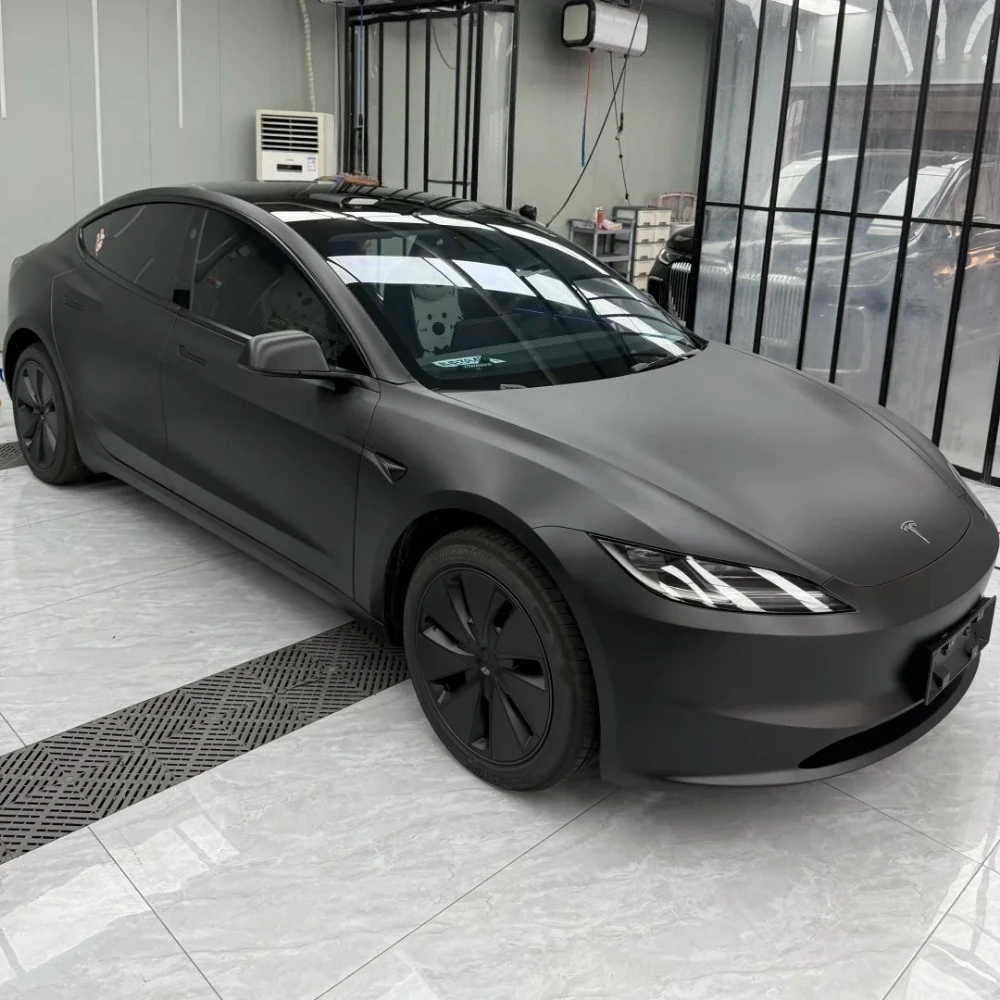 Matte Black For Tesla Model 3 Highland 2024 2025 2026 Pre-cut PPF DIY Color Change Film PET Paint Protection Film Anti-Scratch