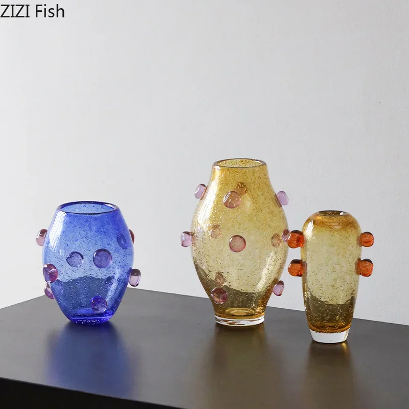 Creative Bubble Decorative Glass Vase Hydroponics Flower Pots Desk Decoration Artificial Flowers Vases Room Aesthetic Decor