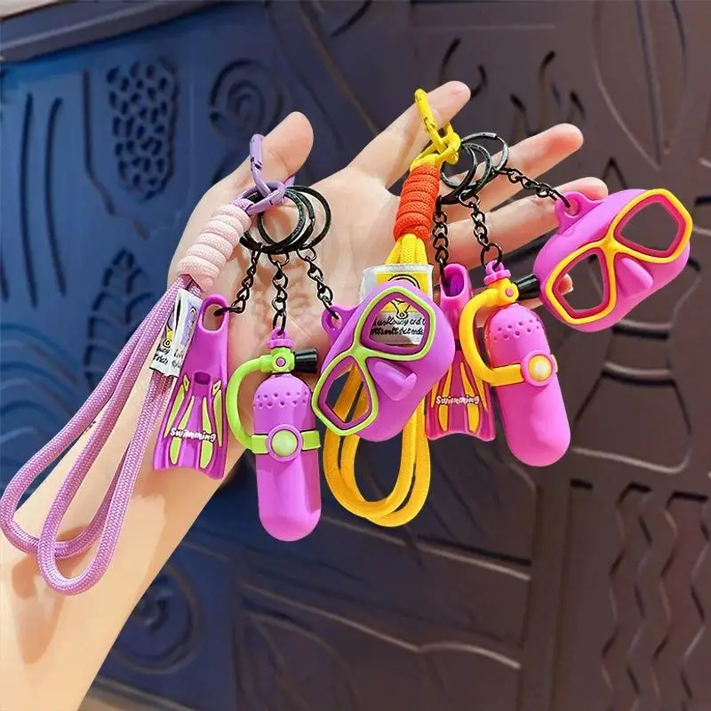 Summer Diving Gear Keychain Flippers Mask Set Cute Beach: 1PCS Ocean Style Bag Charm Divers Daily