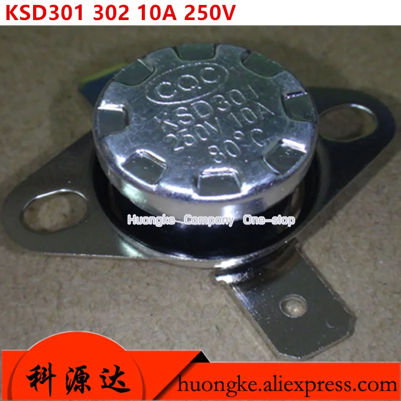 2pcs/lot KSD301 302 10A 250V Temperature Control Switch 110 Degrees -115 120 125 180 190 Degree Normally Closed Model Full Range