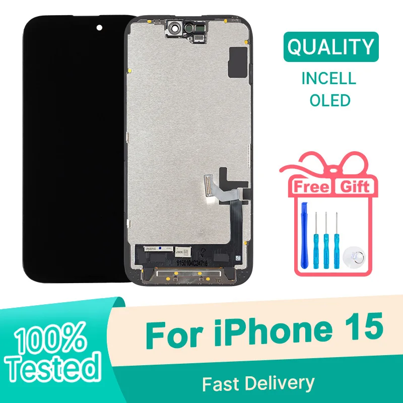BYFLCD для iPhone 15, ЖК-дисплей, мягкий OLED-дисплей с сенсорным экраном, дигитайзер для iPhone 15, дисплей с 3D Touch A3089, A3092, A3090, A2846