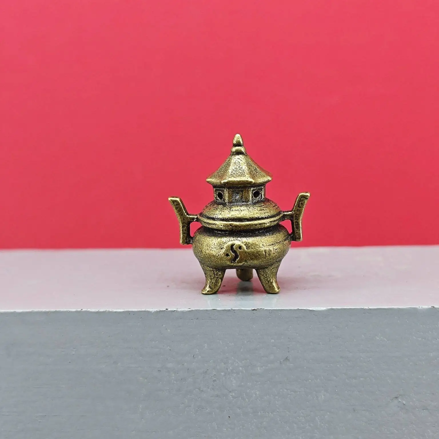 Brass Laozi Alchemy Furnace Model Figurine Zen Tai Chi Bagua Desktop Creative Decorative Ornament