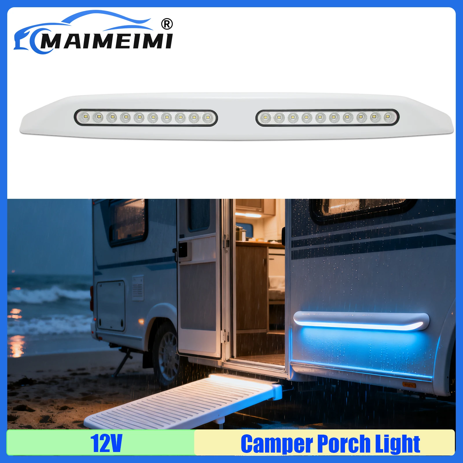 MAIMEIMI Trailer Exterior Lamp 12V 20 LED Awning Lamp for RV Caravan Interior Wall Lamps Outdoor Camping Light Equipment Camper