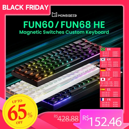 Akko MonsGeek FUN68 FUN60 PRO y MAX HE teclado magnético 60% 65% teclados para juegos disparador rápido 8K teclado personalizado Gamer Esports