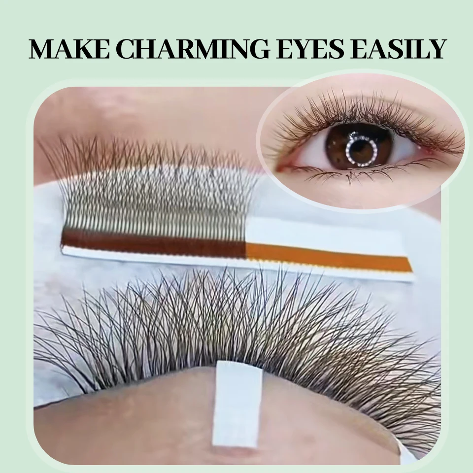 AGUUD 4DW Brązowe Rzęsy w Kształcie Litery Y, Przedłużane Automatycznie, Gotowe Kępki, Miękkie Rzęsy z Naturalnego Minku, Indywidualne Rzęsy do Makijażu, Cilia