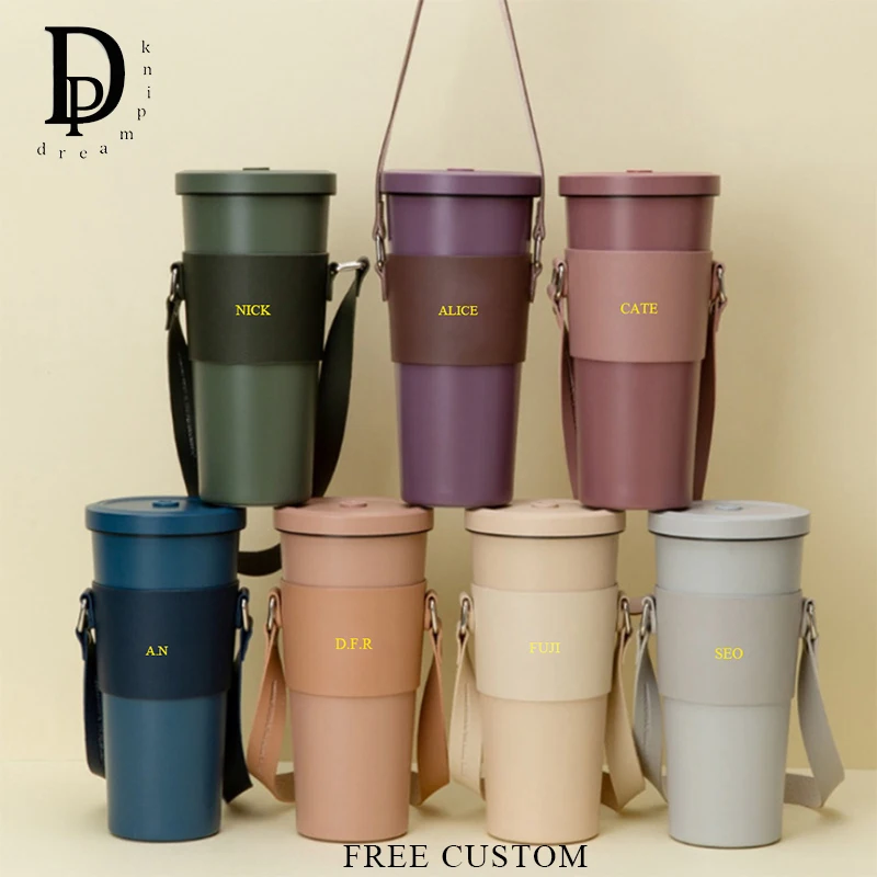Custom Name Portable Cup Holder PU Leather Luxury Fashion Personalized Travel Shopping Cup Bag Casual Picnic Coffee Cup Sleeve