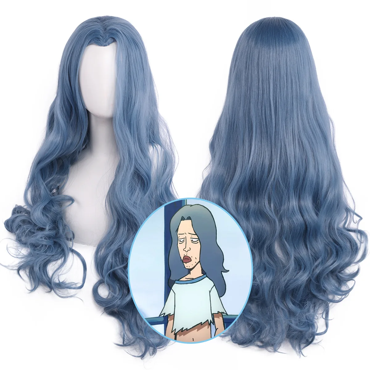 

Synthetic Blue Curly Wig Cosplay Wavy Hair for Women Party Heat Resistant Anime Costume Roleplay