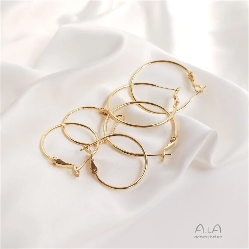 Ala 14K Gold-filled Earrings with Elastic Buckle Earrings Copper Plated Real Gold Earrings DIY Handmade Versatile Earrings E017