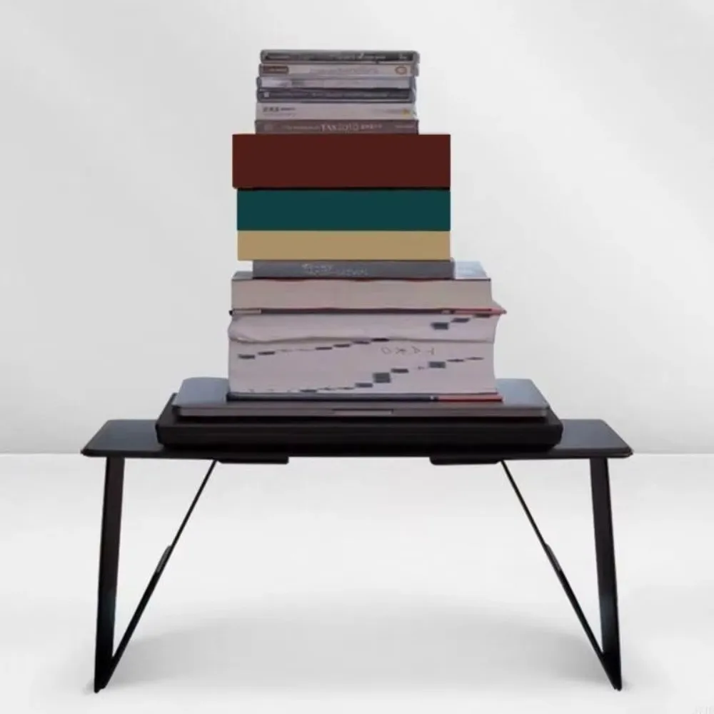 6-in-1 Function Foldable Laptop Stand PU Leather Surface Portable Laptop Desk Adjustable Ultra-Thin Profile Lap Tablet Holder