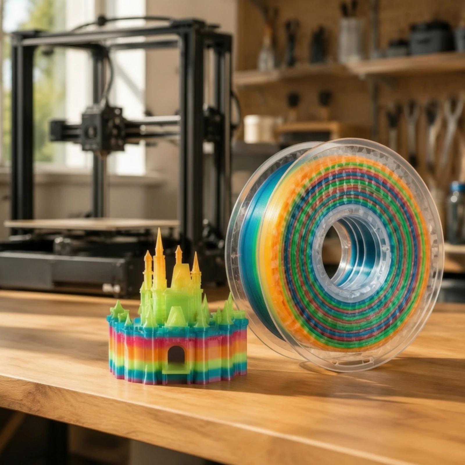 GEEETECH PLA 3D Printer Filament Consistent Diameter Gradient PLA Filament Spool Multicolor Easy to Use for Makers, Prototyping