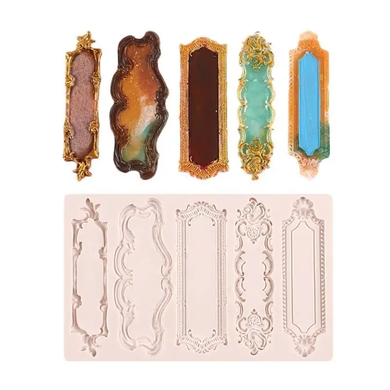 

G6KF Vintage Mirror Photo Frame Shaped Fondant Mould Chocolate Moulds Silicone Clay Molds Cake Decorating Tools for Chocolate