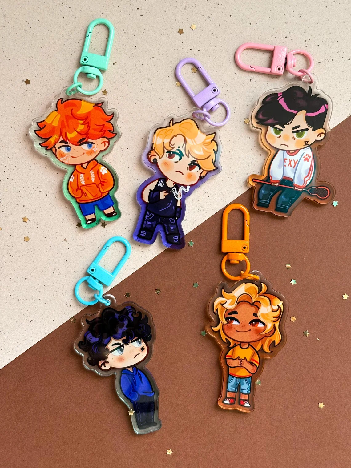 AFTG Q-Version Character Pendant Keychain - Neil Andrew Kevin Gene Jeremy - All for the Game Collectible Item