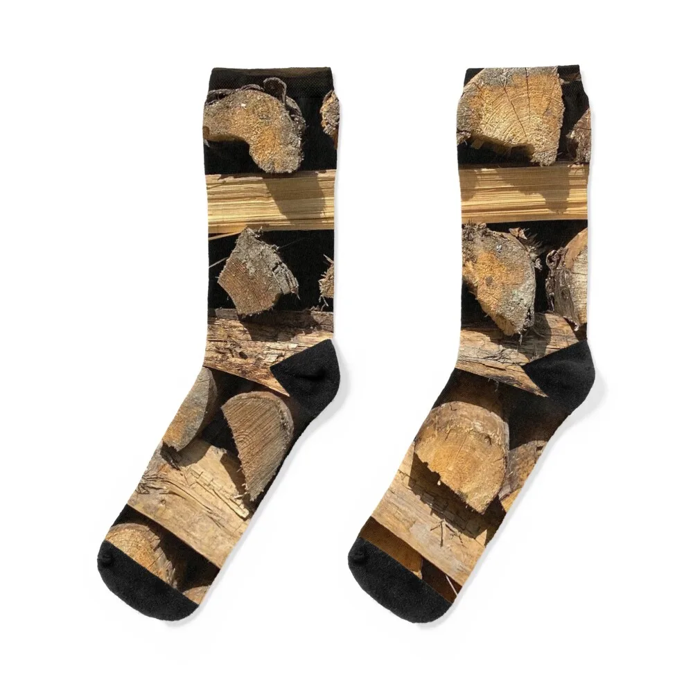 Chopped Wood Trunk Firewood Nature Socks