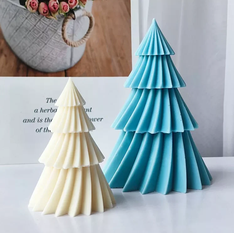 

SZ506 Large Origami Style 3D Geometric Spinning Pine Christmas Tree Candle Silicone Molds for Candle Making