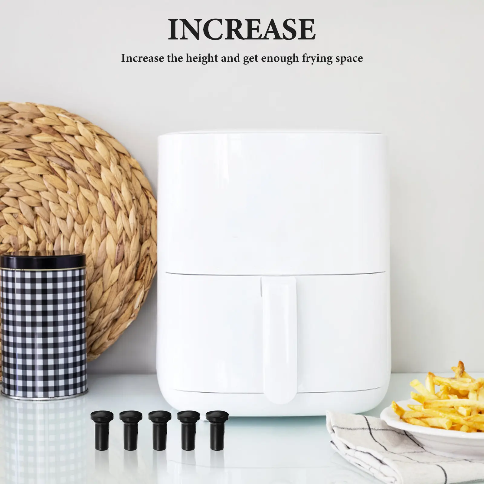 8Pcs Silicone Air Fryer Bumpers Non Slip Tray Corner Protectors Height Boost Easy Clean Replacement Grips