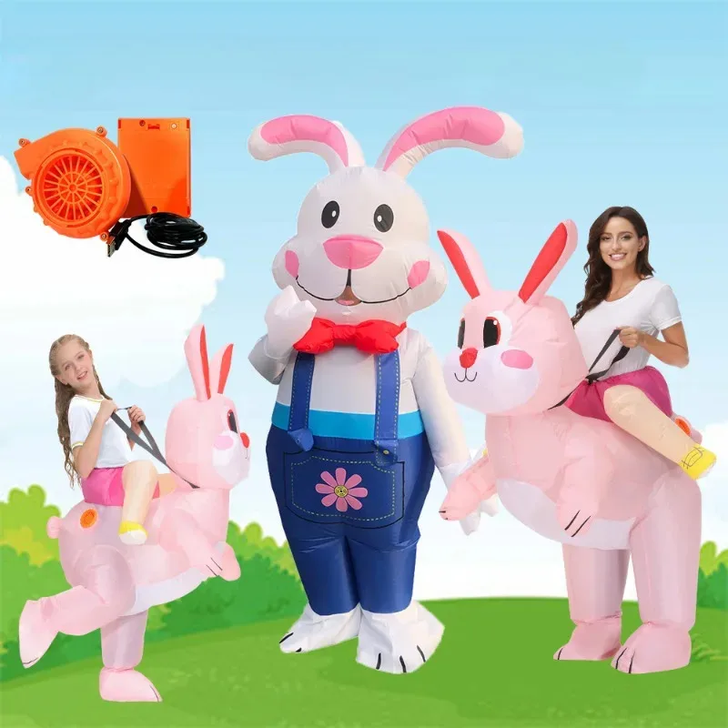 

Надувной костюм пасхального кролика, костюм кролика, нарядное платье, комбинезон, косплей, вечеринка для взрослых