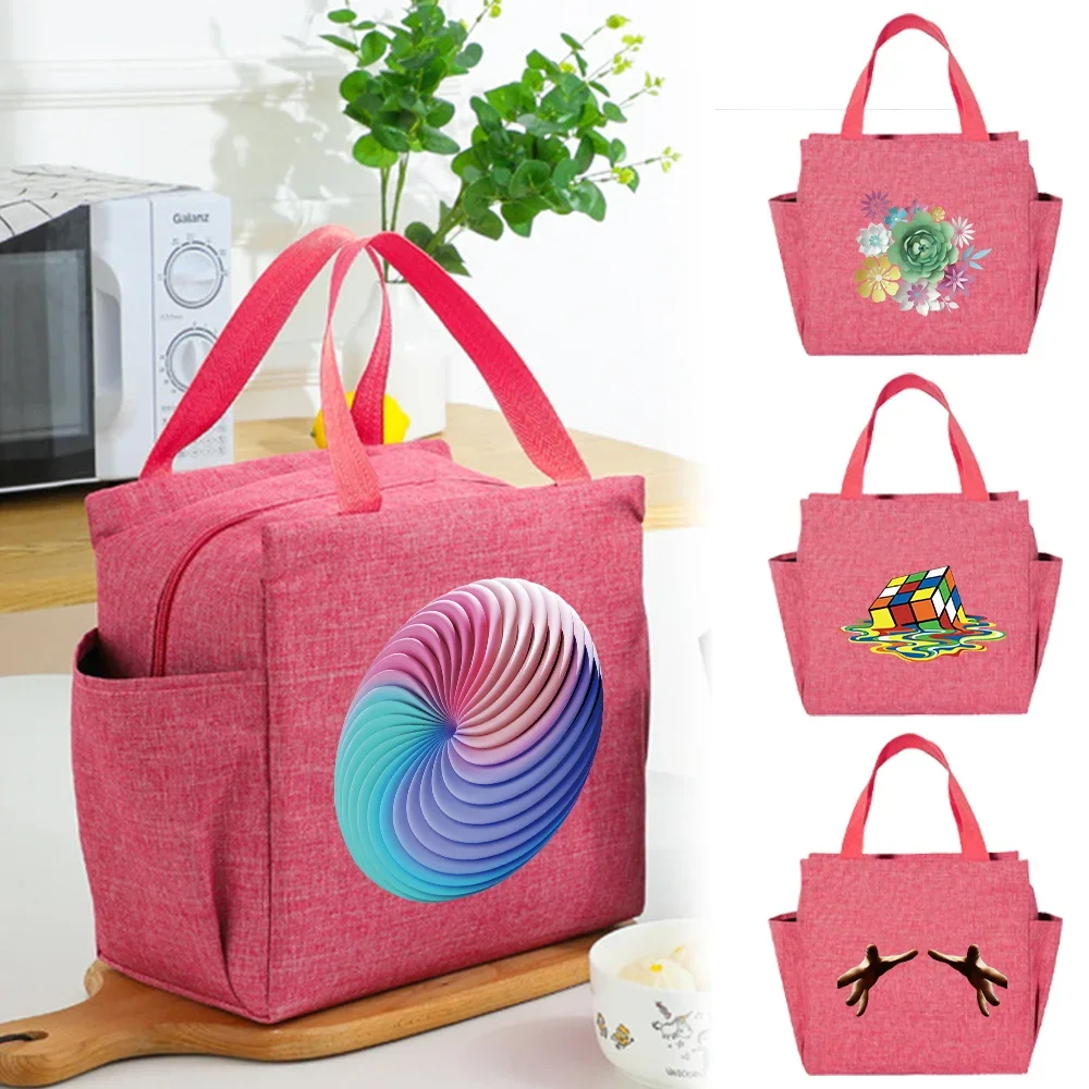 

【Fast delivery】 Portable insulated lunch bag for Kids cute girl boy Leakproof original design lunch box 3D series printing