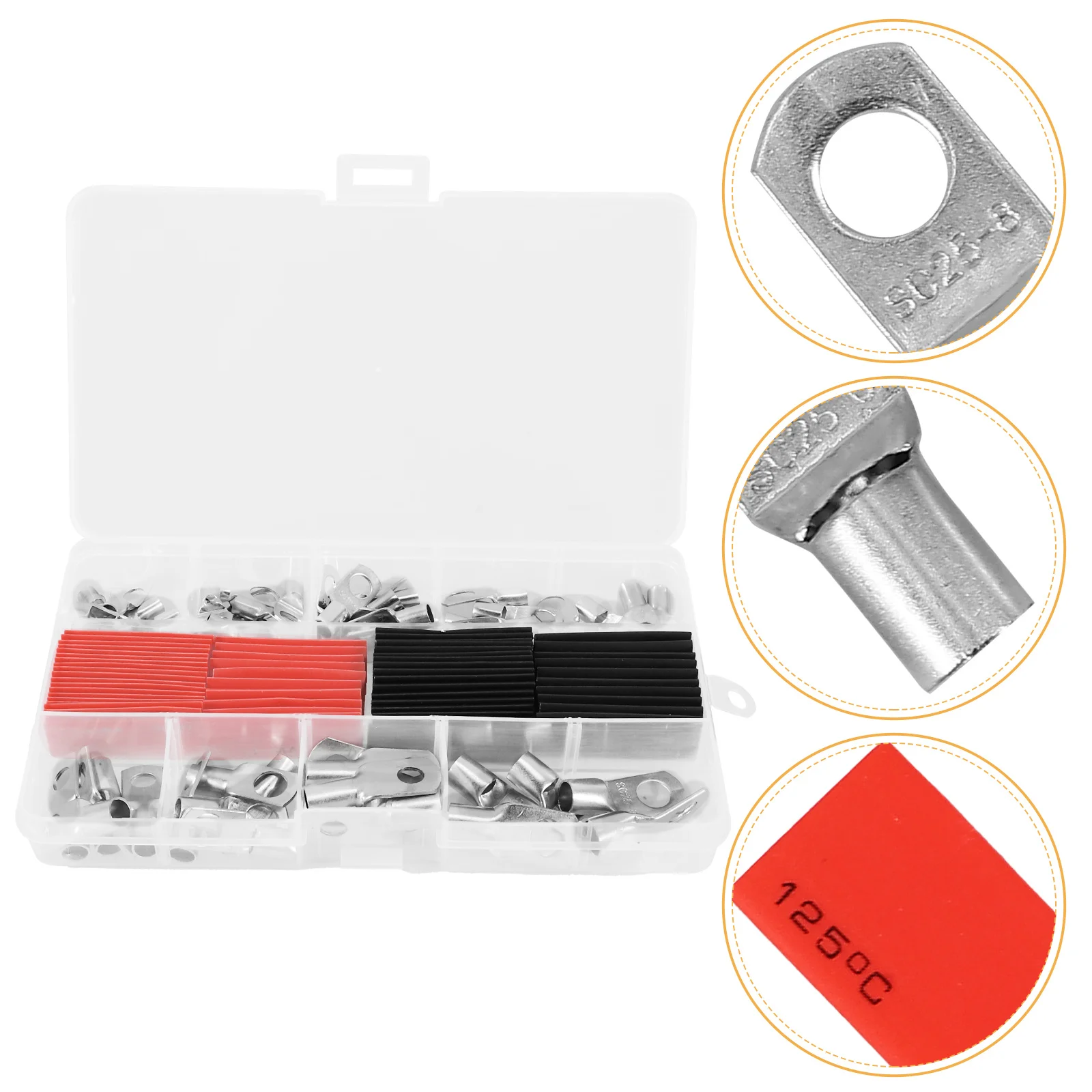 1Set Heavy Duty Terminal Connectors met geïsoleerde krimpkous Set voor elektrische doe-het-zelf-projecten Draaduiteinden