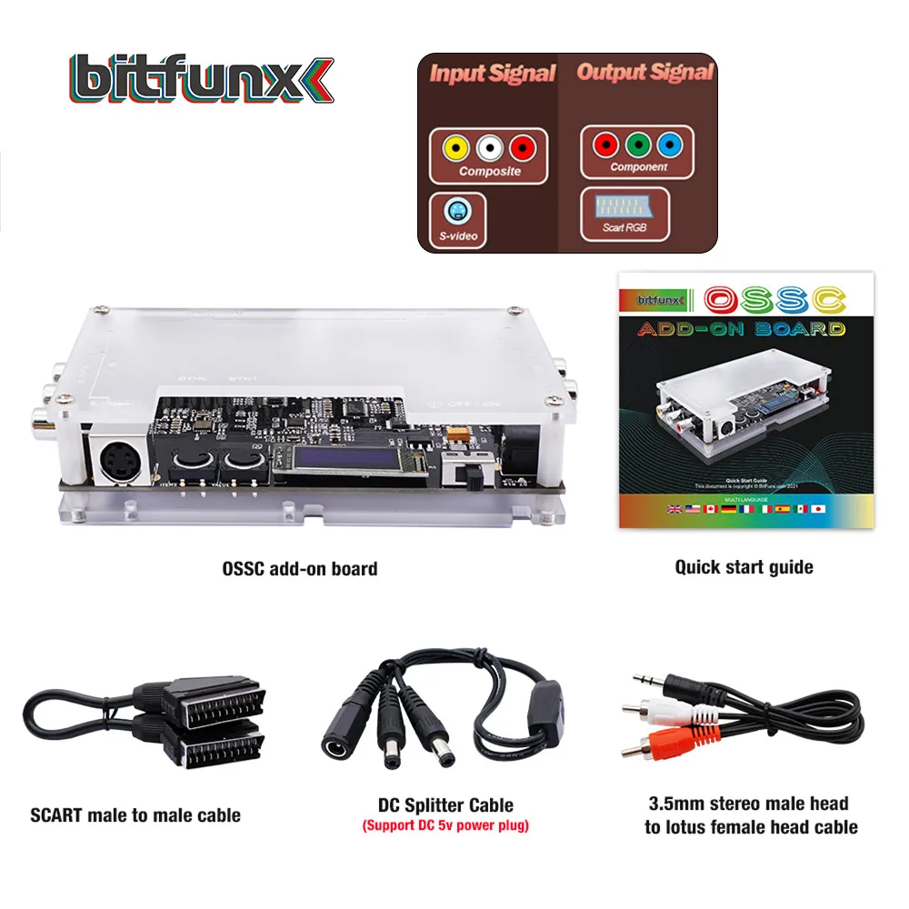 BitFunx OSSC Add-on Board Linedouble- und Glättmodus mit Verbund- und S-Video-Eingang für PS1/N64 Retro-Spielekonsolen