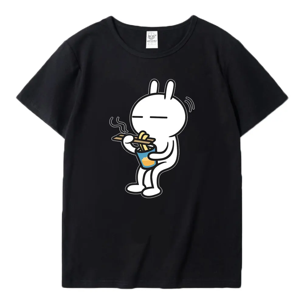 Kawaii Tuzki Printed Noodle T-shirt Stylish Men's Breathable Short Sleeve Tshirt Unisex Undershirt Tops Asian Size XS-4XL