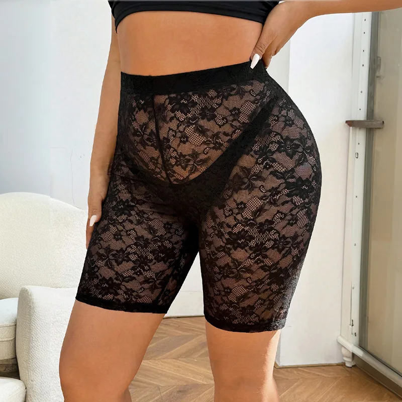 

Sexy Lace See Through Women Shorts 2025 Spring Fashion Casual Elastic High Waist Leggings Party Clubwear Bottoms