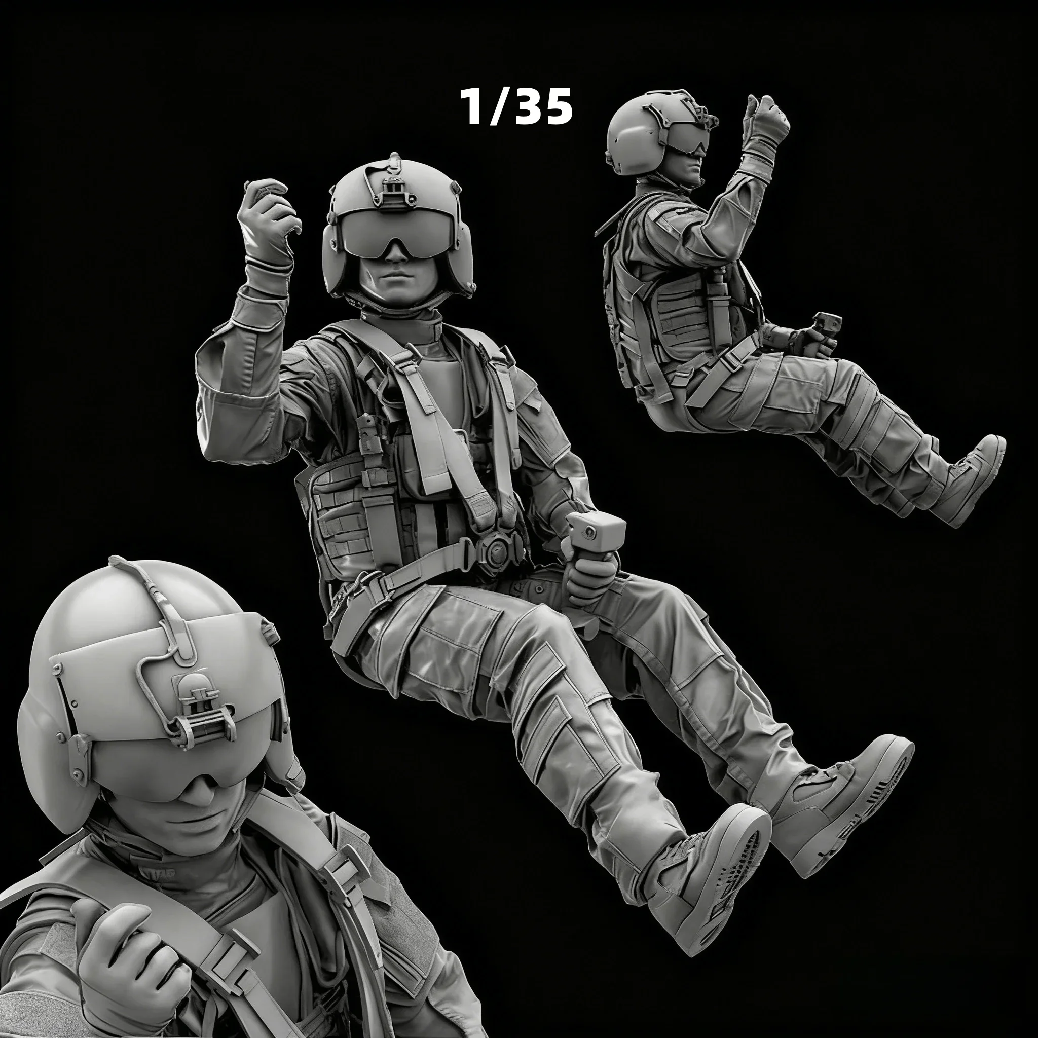 1/35 Casting Resin Model Assembly Kit, GK， Resin American Helicopter Pilot, Unpainted