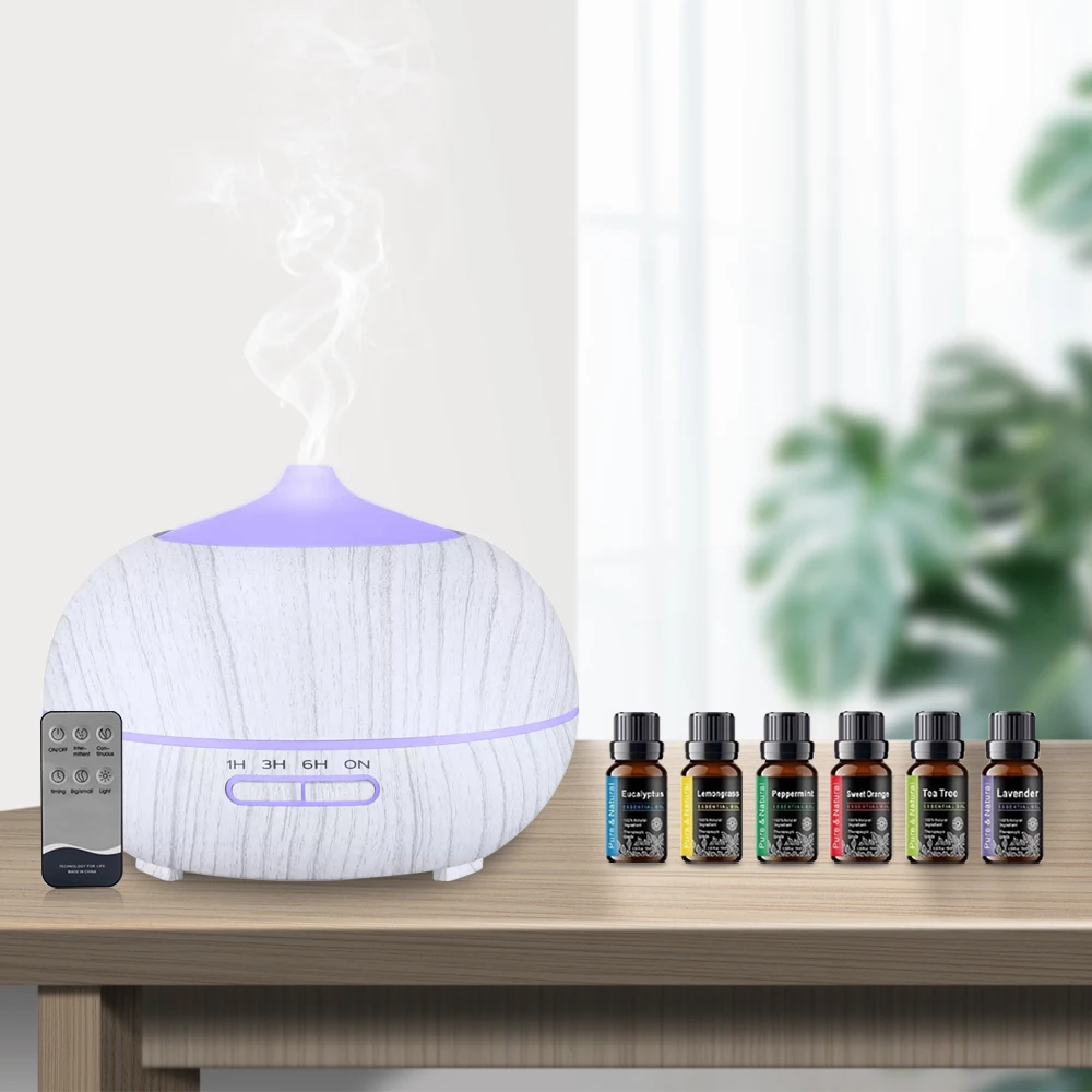 

For Home Essential Oil Aroma Oil Diffuser (550ml) Remote 7 Color LED 6 Premium Oils Perfect Relaxation Present