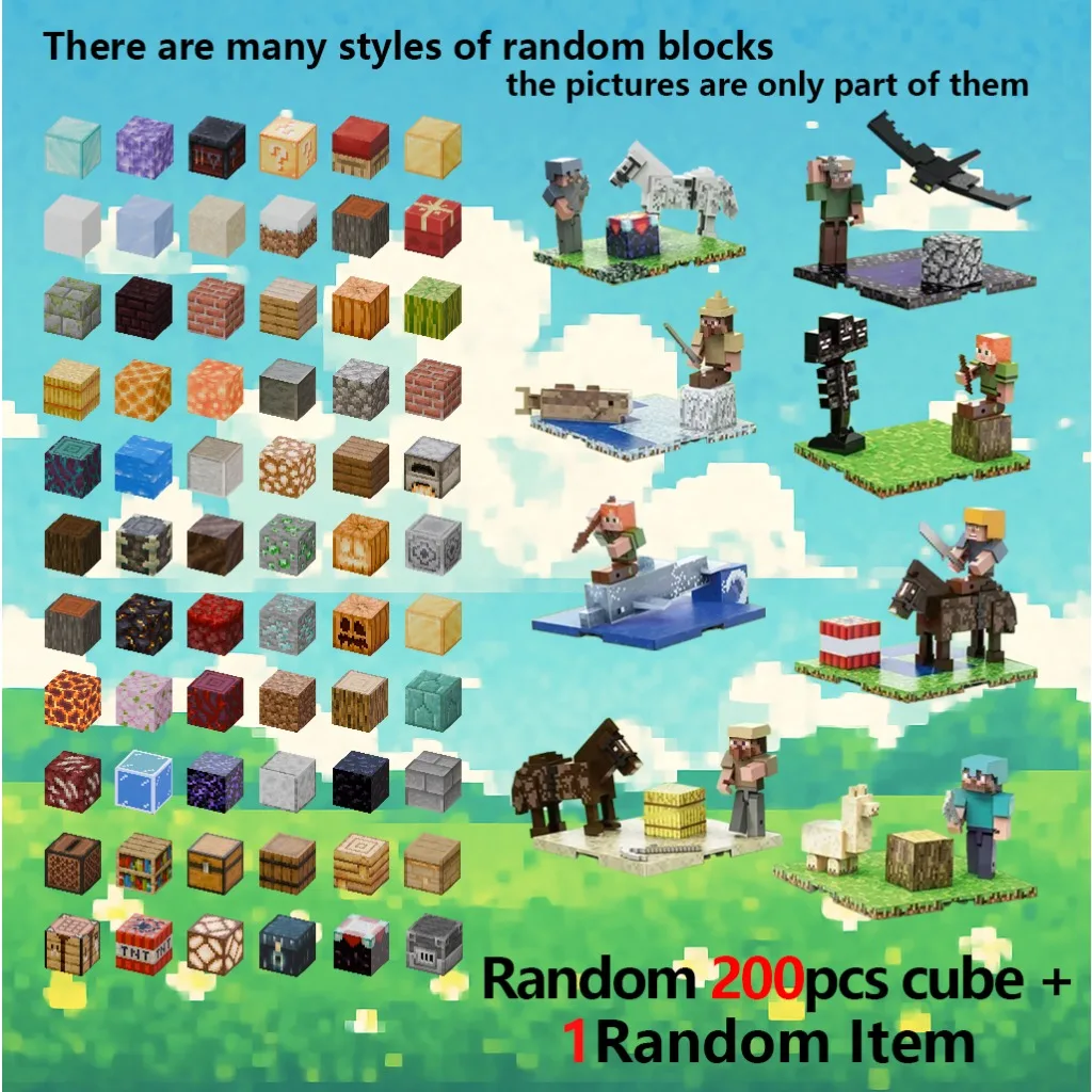 Magnetic Building Blocks Mine World Magnetic Brick Cube Random Cube Base Plate Set Toys Pixel Style Gift for Boys Girl Children
