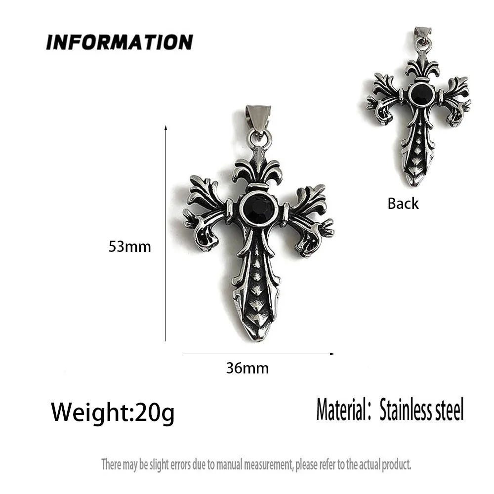 Retro cast baroque cross stainless steel pendant, waterproof and non-fading blackening process, bulk sales of accessories