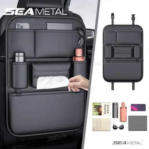 SEAMETAL High-Capacity Car Seat Back Storage Bag Anti Kick Pad Multi-Pocket Backseat Organizer Bag Hanging Car Storage Pocket