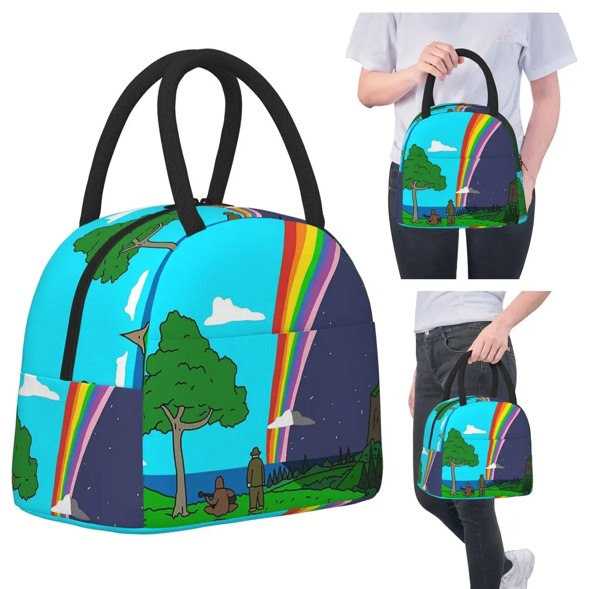 

Big Lez Show Landscape Lunch Bags Insulated Bento Box Portable Lunch Tote Leakproof Picnic Bags Thermal Bag for Woman Girl Work