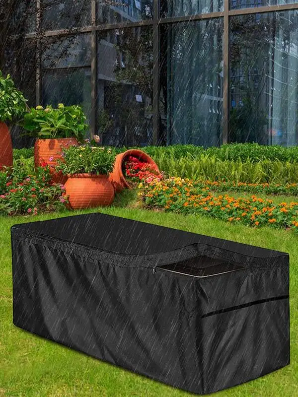 Waterproof Garden Storage Box Cover Outdoor Deck Box Protection Cover Furniture Protective Cover Durable Black Storage Cover