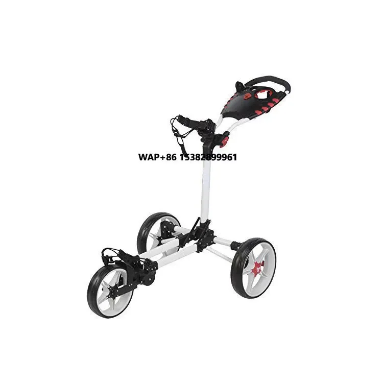3 Wheel Compact Flat Folding Design Golf Push-Pull Trolley with Lightweight and Sturdy Aluminum Frame