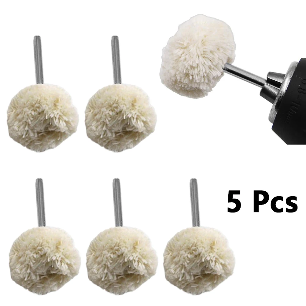 5pcs 3mm Shank Wool Polishing Brush Abrasive Grinding Buffing Wheel Grinder Head For Metal Jade Gem Rotary Tools Accessories