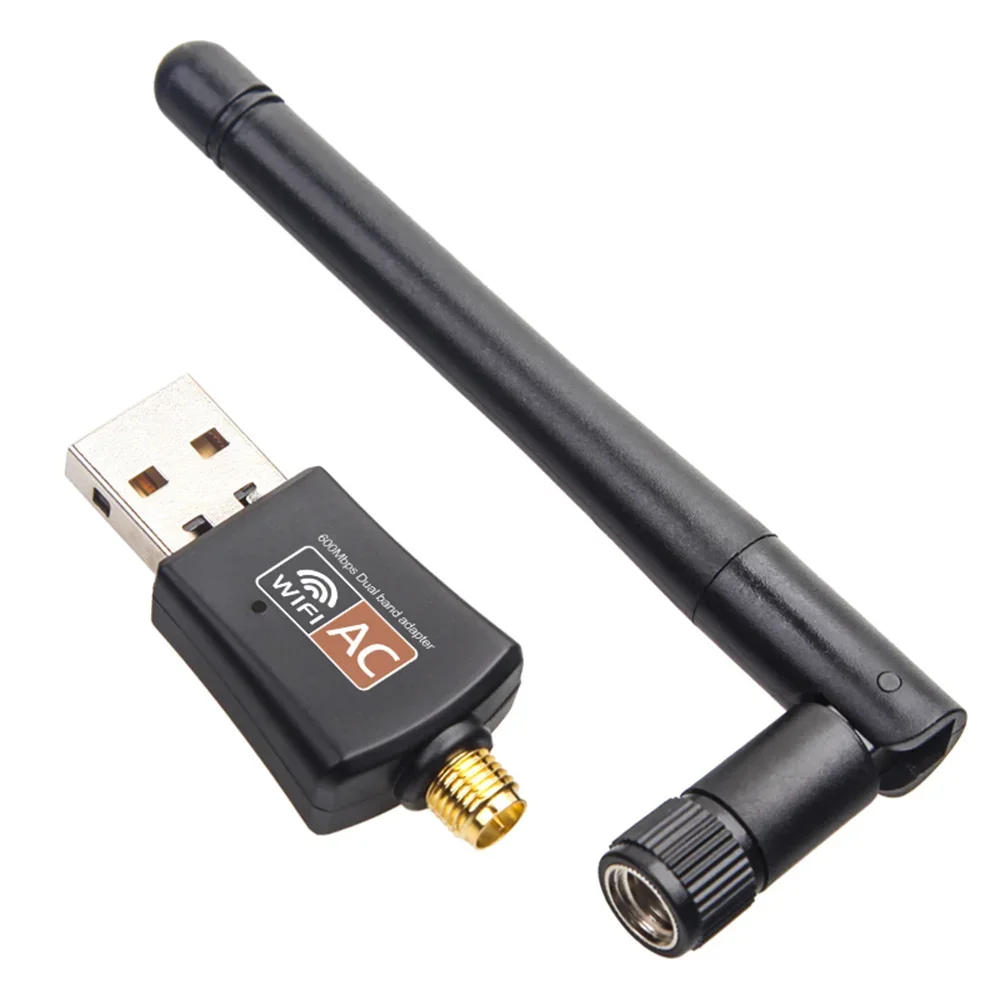 Dual Band USB WiFi 600Mbps Adapter AC600 2.4GHz 5GHz WiFi with Antenna PC Mini Computer Network Card Receiver 802.11b/n/g/ac