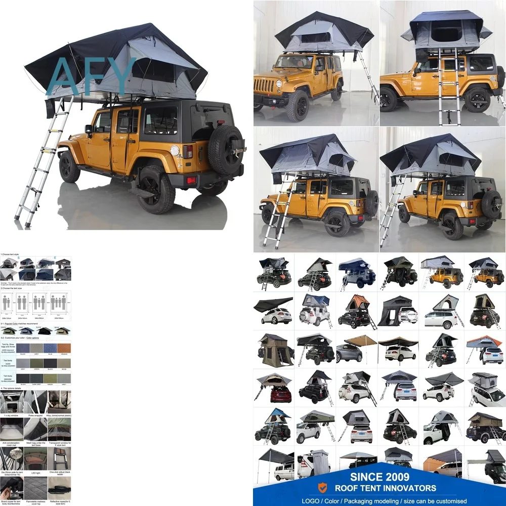 OEM Roof Tent for Camping Off-Road Travel 1-3 Person Poly Cotton Waterproof Soft Shell Foldable Car Truck Tent for SUV RV