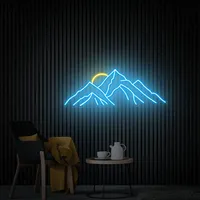 Led Neon Sign Moutain and Sun Neon Lights USB LED Lamp Signs Home Wall Decor Bedroom Kid Room Bar Party Birthday Decoration
