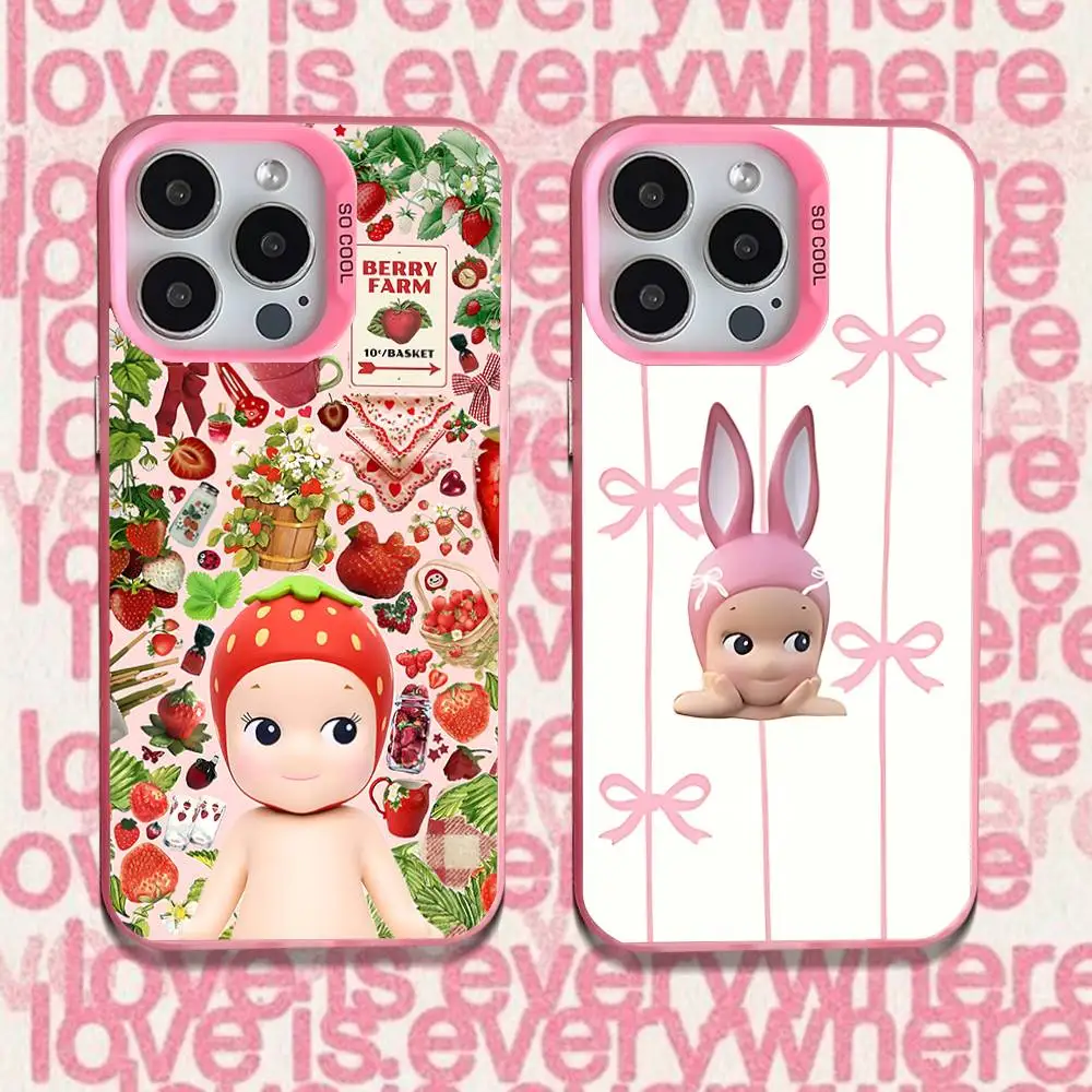 

Cute S-Sonny Fruits A-Angles Phone Case For iPhone 16,15,14,13,12,11,Pro,XS,Max,Plus,Mini,SE Pink Candy Matte Shockproof Cover
